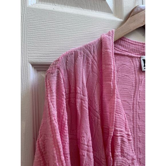 M Missoni Pink Virgin Wool Blend Open Knit Waterfall Buttonless Cardigan Small - Picture 6 of 12